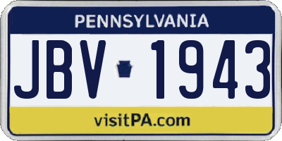 PA license plate JBV1943