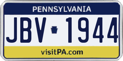 PA license plate JBV1944