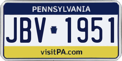 PA license plate JBV1951