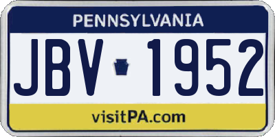 PA license plate JBV1952