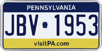 PA license plate JBV1953