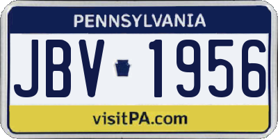 PA license plate JBV1956
