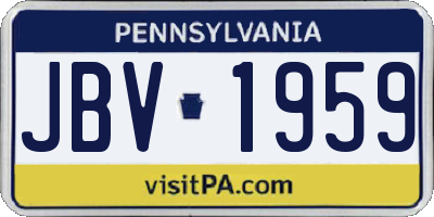 PA license plate JBV1959