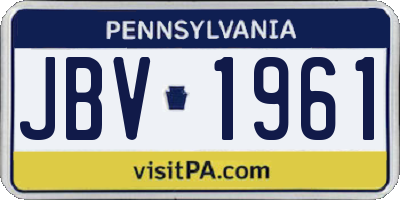 PA license plate JBV1961