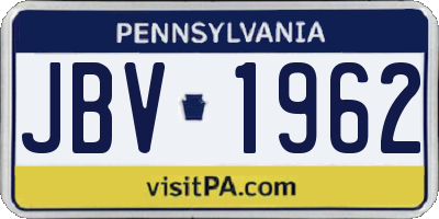 PA license plate JBV1962