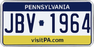 PA license plate JBV1964