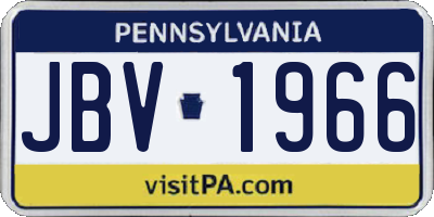PA license plate JBV1966
