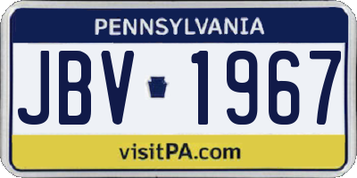 PA license plate JBV1967