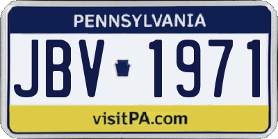 PA license plate JBV1971