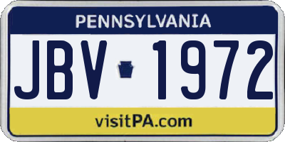 PA license plate JBV1972