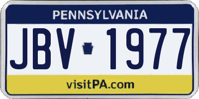 PA license plate JBV1977