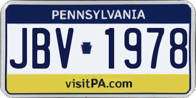 PA license plate JBV1978