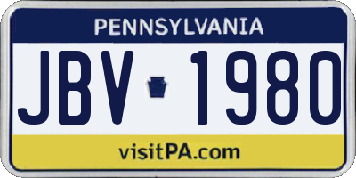 PA license plate JBV1980