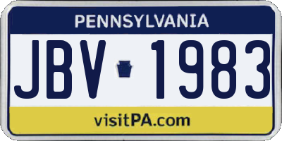 PA license plate JBV1983
