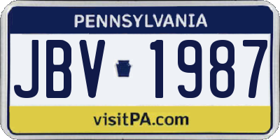 PA license plate JBV1987