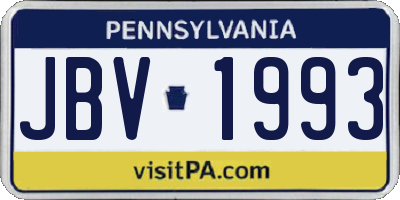 PA license plate JBV1993