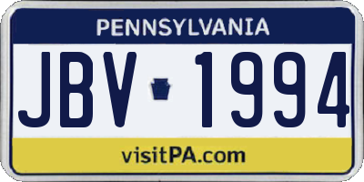 PA license plate JBV1994