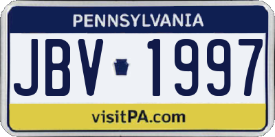 PA license plate JBV1997