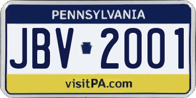 PA license plate JBV2001