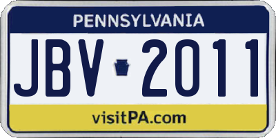 PA license plate JBV2011
