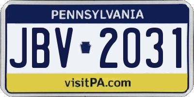 PA license plate JBV2031