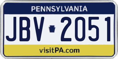 PA license plate JBV2051