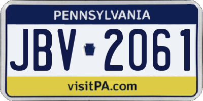 PA license plate JBV2061