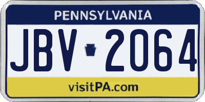 PA license plate JBV2064