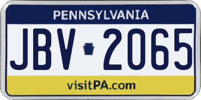 PA license plate JBV2065