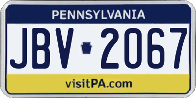 PA license plate JBV2067