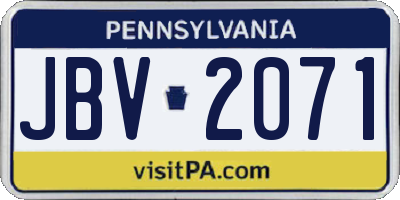PA license plate JBV2071