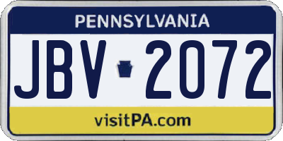 PA license plate JBV2072