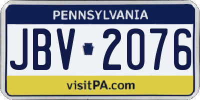 PA license plate JBV2076