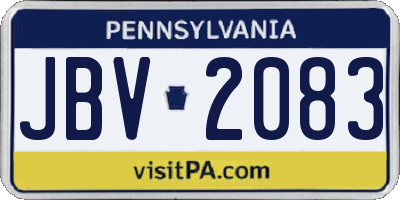 PA license plate JBV2083