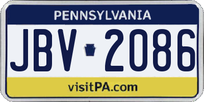 PA license plate JBV2086
