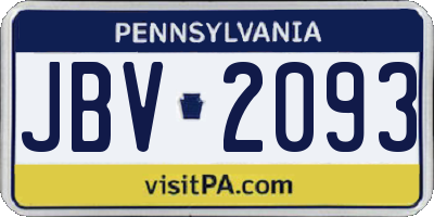 PA license plate JBV2093