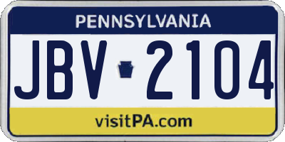 PA license plate JBV2104