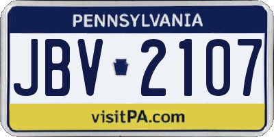 PA license plate JBV2107