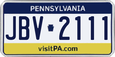 PA license plate JBV2111
