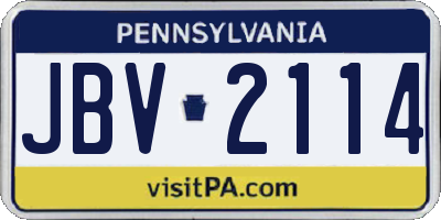 PA license plate JBV2114