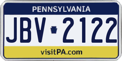 PA license plate JBV2122