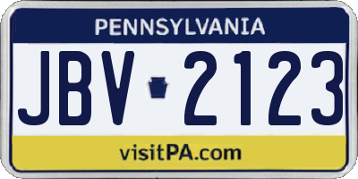 PA license plate JBV2123