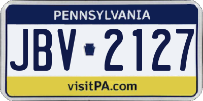 PA license plate JBV2127