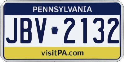 PA license plate JBV2132
