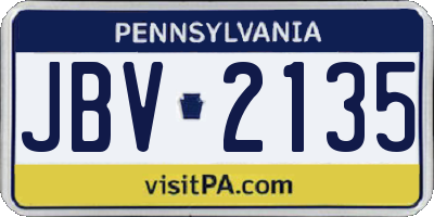 PA license plate JBV2135