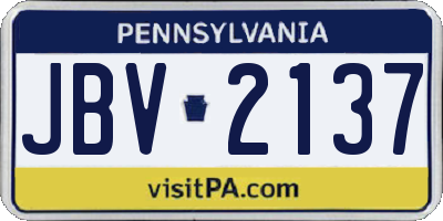 PA license plate JBV2137
