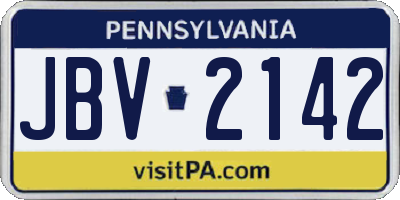 PA license plate JBV2142
