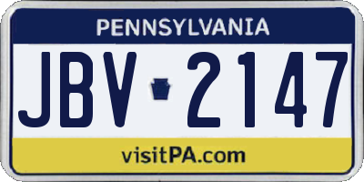 PA license plate JBV2147