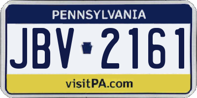 PA license plate JBV2161