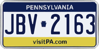 PA license plate JBV2163